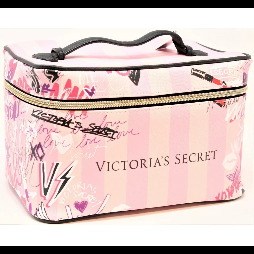 Victoria's Secret Pink Stripe Cosmetic Train Case